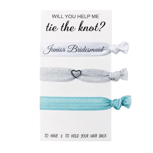 Teal Junior Bridesmaid Hair Ties - Infinity Collection 3pcs No Crease Elastic Wedding Accessories