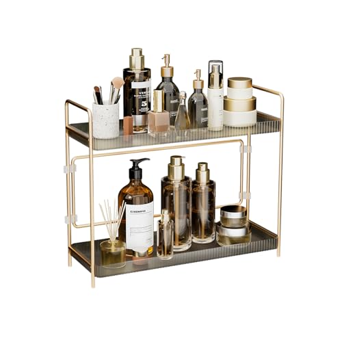 Leeda 2-Tier Bathroom Counter Shelf Organizer - Space-Saving Makeup & Skincare Rack