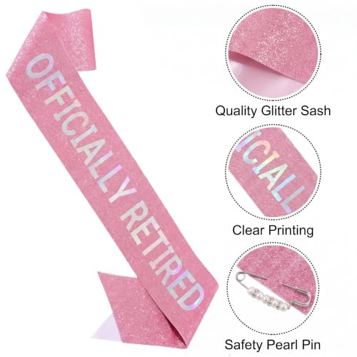 Officially Retired Sash for Men & Women - Pink Glitter Celebration