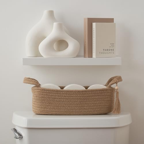 Boho Jute Toilet Paper Basket with Tassel - Stylish Bathroom Organizer