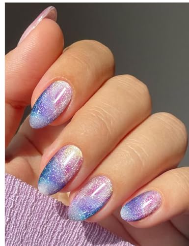 JMEOWIO Semi Cured Gel Nail Sticker Wrap Glitter – Easy DIY Nail Art Strips