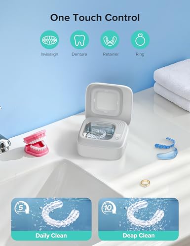 Siinsay Ultrasonic Retainer Cleaner, 170ml Portable Machine for Aligners