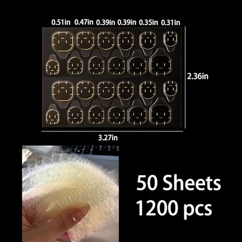 GUXACU 1200 Pcs Double Sided Nail Adhesive Tabs for Press On Nails Waterproof