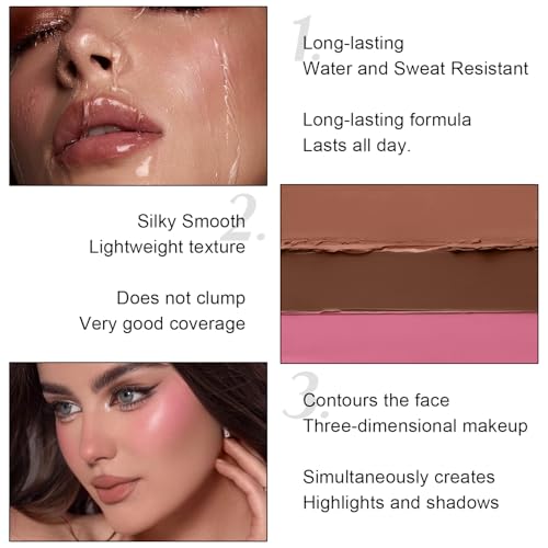 Meilury Double-Ended 6-Color Cream Contour Stick Kit with Highlighter, Blush & Bronzer - Set A