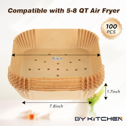 BYKITCHEN Perforated Disposable Air Fryer Liners for 5-8QT