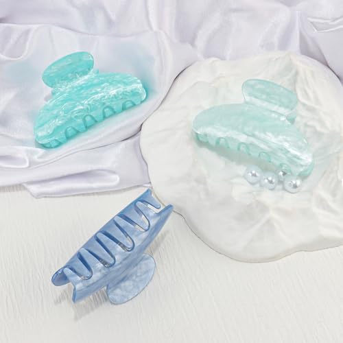 Canitor Blue Series Acrylic Marbled Claw Hair Clips for Women - Thick & Thin Hair