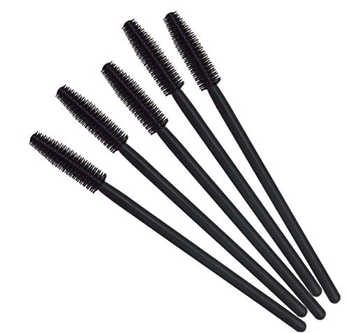 KOLIGHT 100pcs Black Disposable Silicone Mascara Brush Wands Makeup Applicator