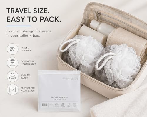 Travel Shower Loofah Set with Storage Case – Quick-Dry Exfoliating Poufs