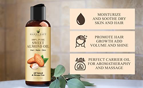 100% Pure Sweet Almond Oil - 4 Fl Oz - Natural Carrier Oil for Skin & Hair
