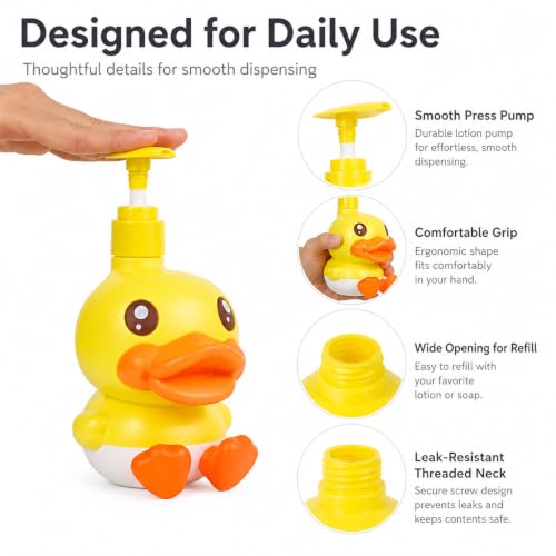 Cute Duck Soap Dispenser for Kids - Fun Bathroom Accessory