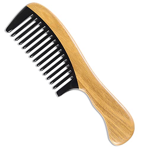 Onedor Green Sandalwood Buffalo Horn Wide Tooth Hair Comb - Pack of 1