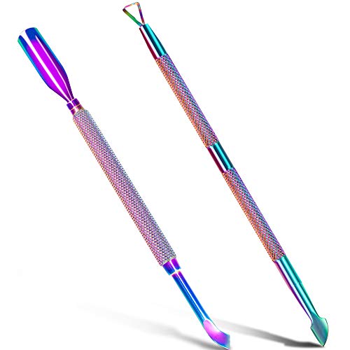 GA&EN 2PCS Stainless Steel Cuticle Pusher and Scraper Tool Set