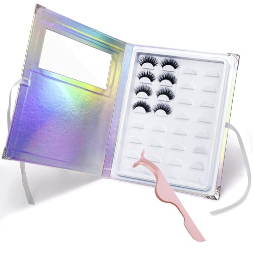 Assorted False Eyelash Organizer & Storage Case with Tweezer - Portable Lash Book