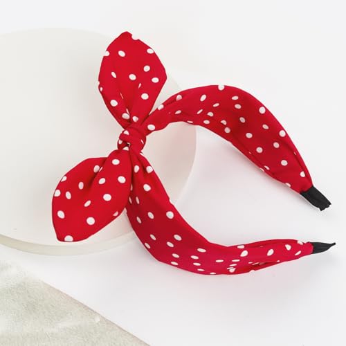 Red Polka Dot Bow Headband for Women & Girls - Retro Knot Hair Accessory
