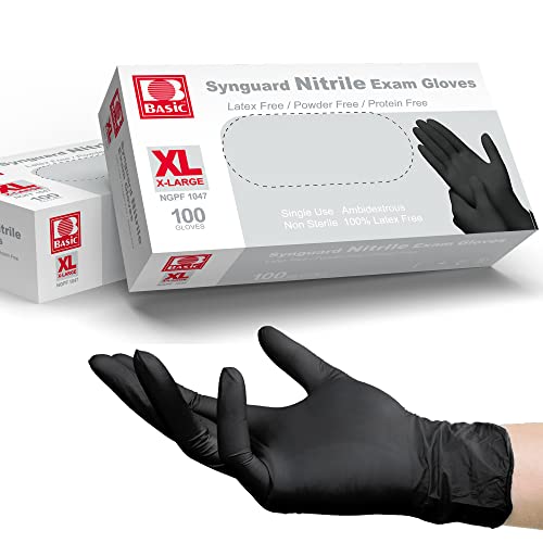 Black Nitrile Exam Gloves - Latex-Free & Powder-Free, 100 Pack, X-Large