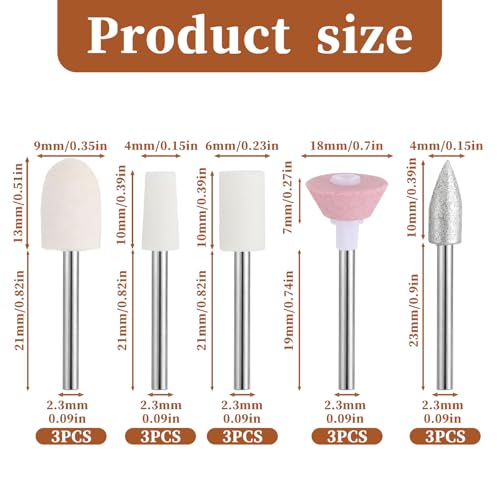 15 PCS Electric Nail Drill Bits Set for Manicure & Pedicure