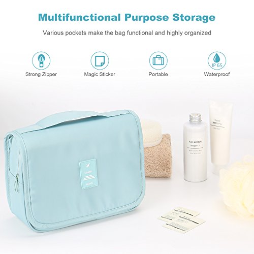 Mossio Large Hanging Toiletry & Makeup Bag - Light Pink Travel Organizer with Hook