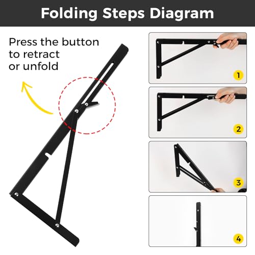 16-Inch Heavy Duty Folding Shelf Brackets - 2 Pack Wall Mounted