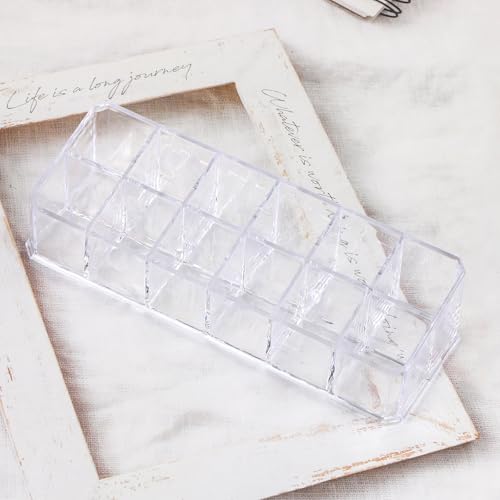 12-Slot Acrylic Lipstick Organizer Case - Clear Makeup Storage