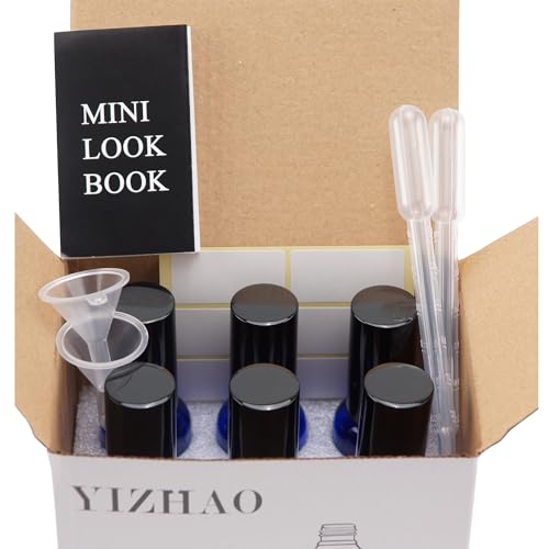 YIZHAO 1oz Amber Glass Spray Bottles - 6 Pack Refillable Travel Atomizers