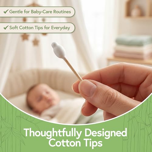 Jenvita 100% Bamboo Cotton Swabs for Ears (200-Pack) - Perfect for Baby & Personal Care | Double-Tipped Ear Swabs Cotton for Makeup & Cleaning | FSC Certified & Hypoallergenic, Made for All Ages & Pet