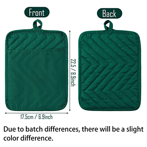 GROBRO7 5-Pack Cotton Heat Resistant Pot Holders - 8.9x6.9 in Dark Green