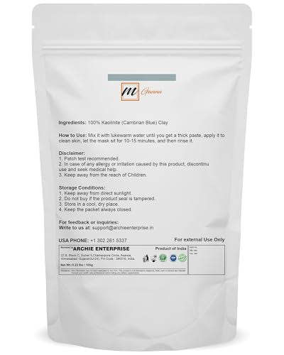 mGanna Cambrian Blue Clay - 100g for Face Masks, Body Wraps & Scrubs