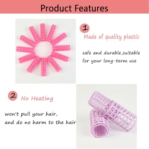 Blue 30Pcs Plastic Self Grip Hair Curlers Set with Mini Comb - No Heat Styling