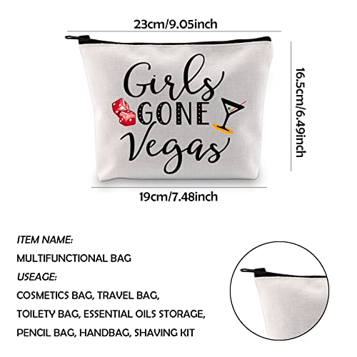 Girls Gone Vegas Canvas Makeup Bag - Travel Toiletry Organizer Pouch