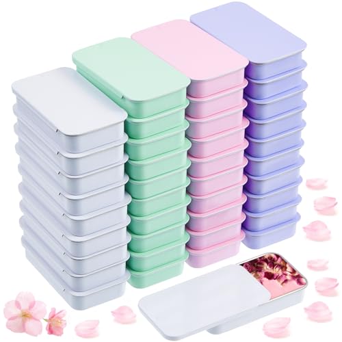 Norme Macaron 40pcs Slide Top Metal Tins - 2.36 x 1.38 Inch Containers for Lip Balm, Crafts, Jewelry & More