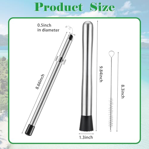 Stainless Steel Muddler and Straw Puncher Set for Cocktails