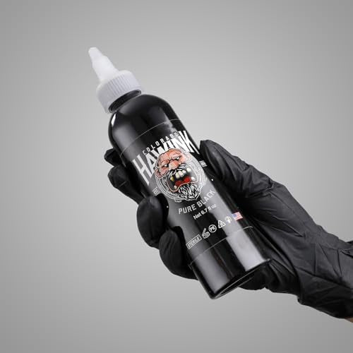Hawink Vegan Black Tattoo Ink 6.7oz (200ml) Professional Pigment, USA Standard, Pure Black TI963
