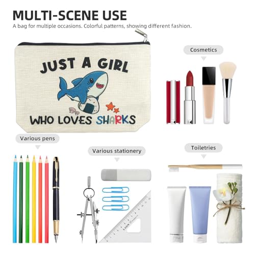 Shark Lover Makeup Bag - Cute Shark Themed Gifts for Women & Kids - Suemetic