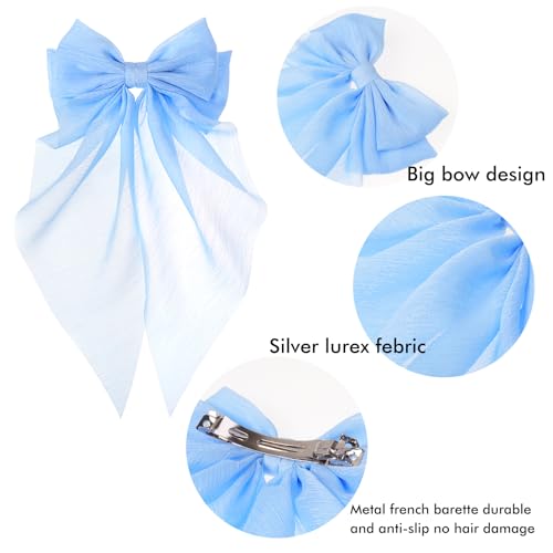 ONEYE Large Hair Bows Clip Set - 8pcs Fashion Hair Ribbons for Women (NO4)