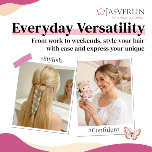 JASVERLIN Ocean Breeze Blue Butterfly Hair Clips, Y2K 90s Hair Accessories, 50 Pcs