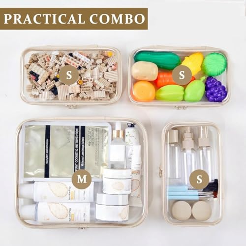 WELPIRT 4-Piece Clear Hard Shell Zipper Pouch Set for Travel and Organization