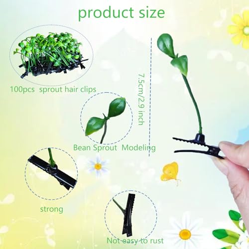 100 Leaf Bean Sprout Hair Clips - Cute Plant Hair Accessories
