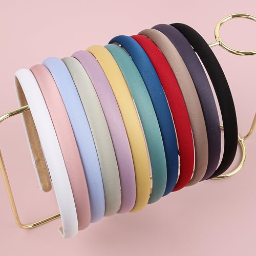XIMA 10mm Solid Color Fabric Headbands - 12 Pack for Women & Girls