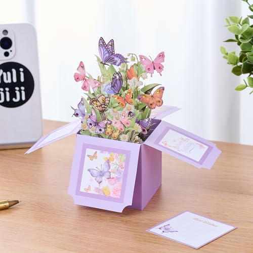 3D Pop Up Butterfly Birthday Card with Colorful Rhinestones