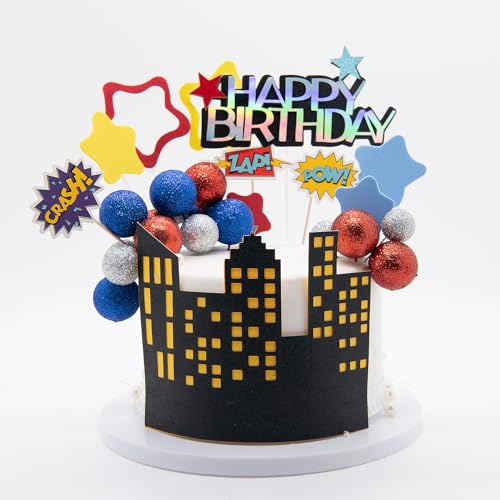 51PCS Superhero Birthday Cake Decorations Set for Kids