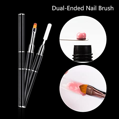 LIONVISON Poly Gel Nail Forms Stiletto Shape 120Pcs Clear Extensions with Brush & File - Variation C