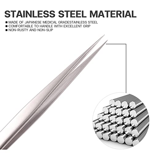 Professional Stainless Steel Eyelash Extension Tweezers – Precision Straight Tip for Lash Isolation & Volume