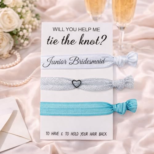 Teal Junior Bridesmaid Hair Ties - Infinity Collection 3pcs No Crease Elastic Wedding Accessories
