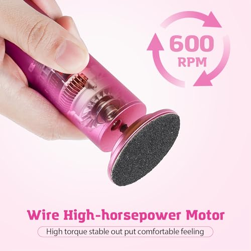 Electric Foot Callus Remover - Speed Adjustable Pedicure Tool in Pink