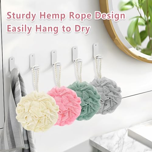 RNOAFMU Exfoliating Bath Loofah Sponge Pack - Pink, Green, White, Gray, 4 Pack