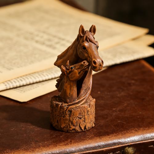 MeritMode Mare and Foal Horse Figurine - Rustic Equestrian Decor