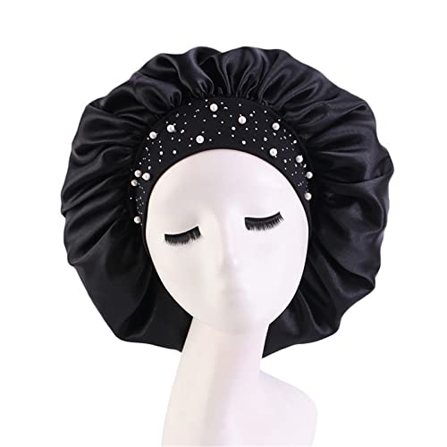 4-Piece Satin Sleep Bonnet Set - Rhinestone Hair Care Night Cap for Women