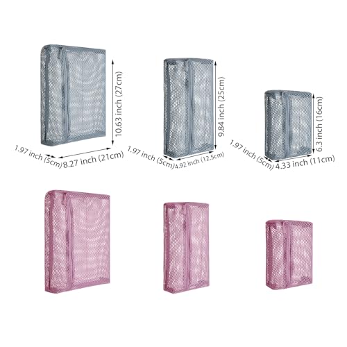 3-Pack Gray Waterproof Toiletry Bags - Clear Mesh Travel Organizers