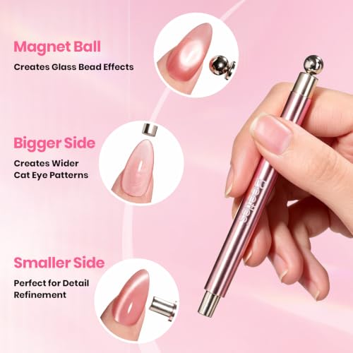 Beetles Pink Cat Eye Nail Art Magnet Set - 9PCS Kit for Designs