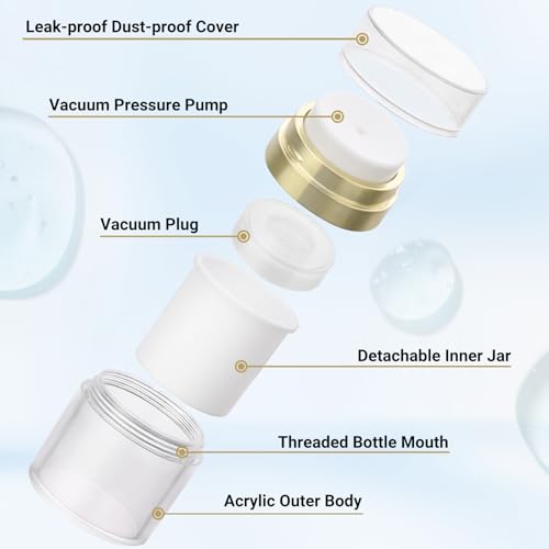 Segbeauty 30ml Airless Pump Travel Jars for Creams - 4 Pack Refillable